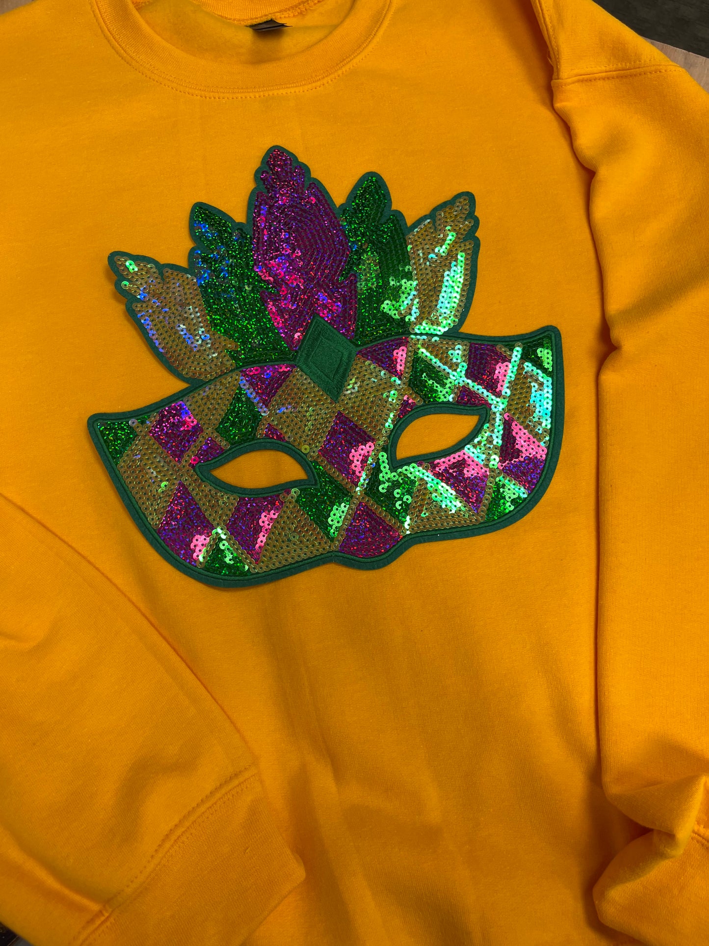 Mardi Gras Mask Patch Sweatshirt