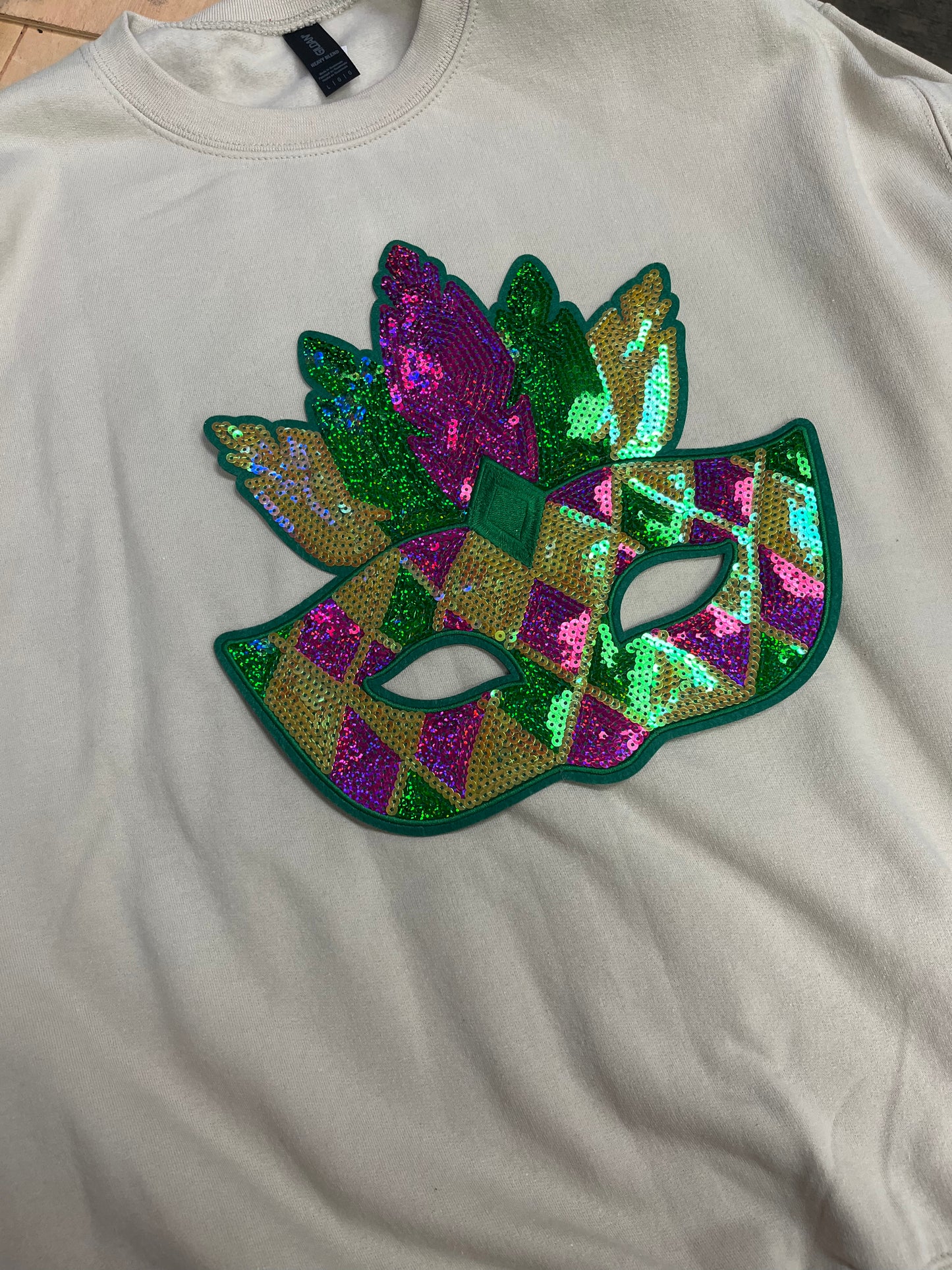 Mardi Gras Mask Patch Sweatshirt