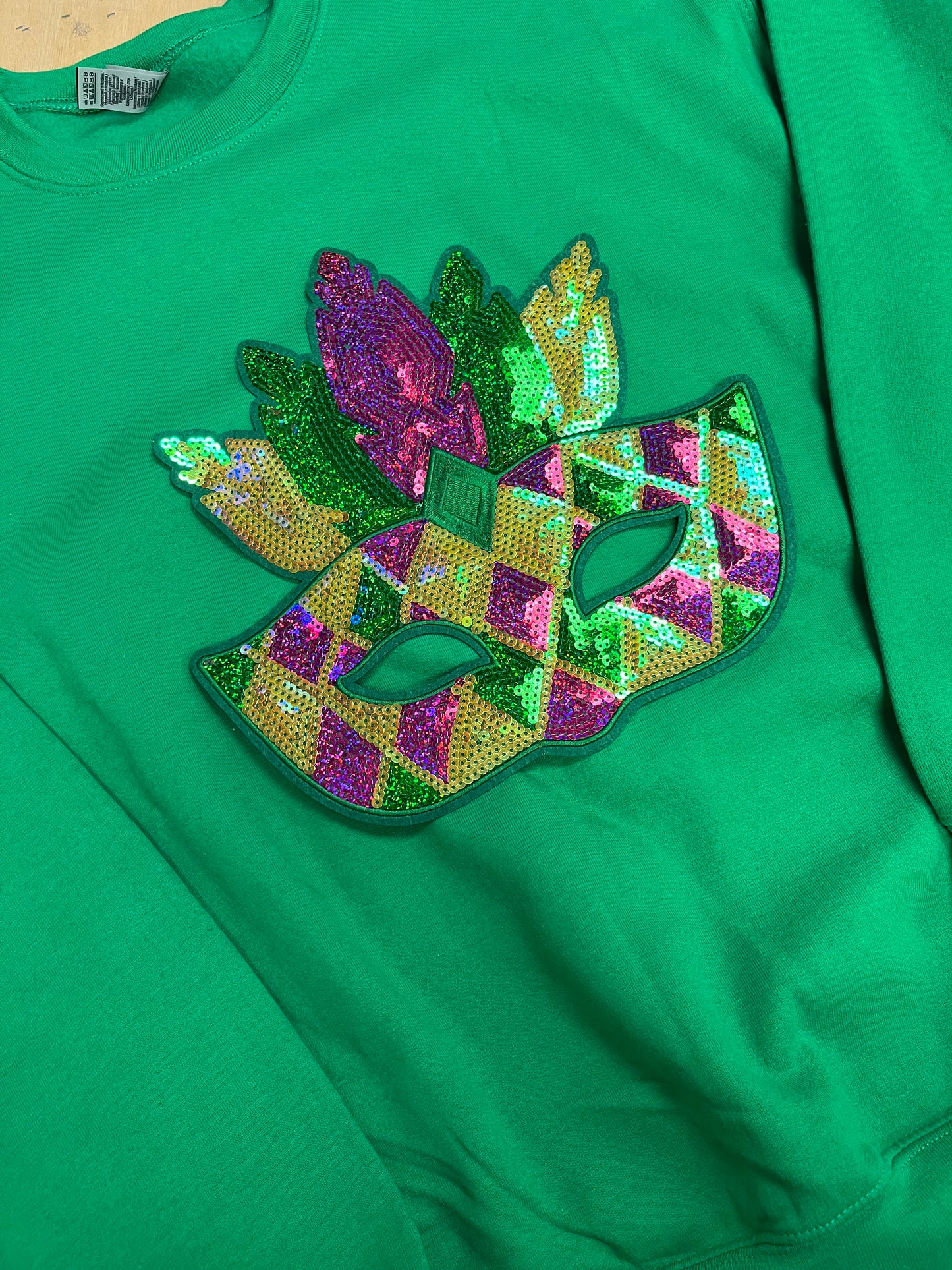 Mardi Gras Mask Patch Sweatshirt